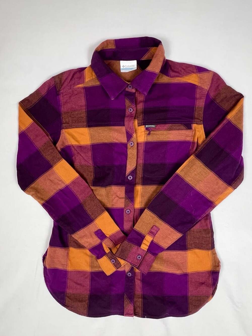 Columbia Plaid Flannel Shirt Purple Orange